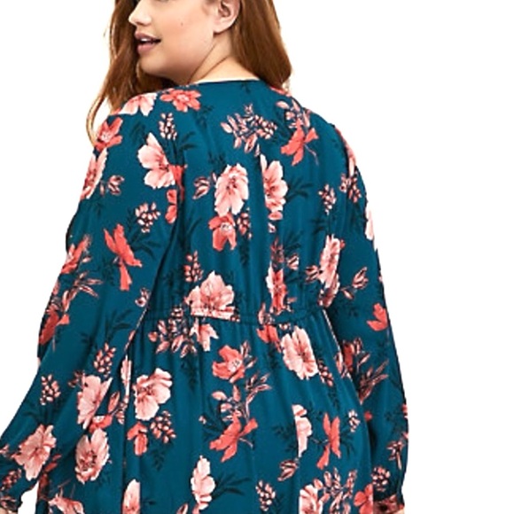 🌼TORRID Teal Floral Print Beautiful Kimono🌼 - Picture 12 of 16